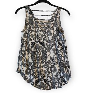 Xhilaration Black and White Floral/Paisley Tank Top/Camisole, Medium,